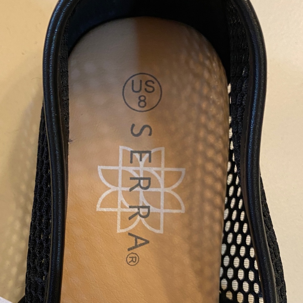 SERRA Black Mesh Mary Jane Flats with Buckle Strap - Picture 3 of 5